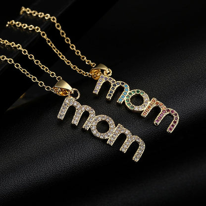 18K Copper Plated Zircon MOM Pendant Necklace - Silvis21 ™
