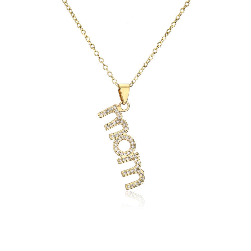 18K Copper Plated Zircon MOM Pendant Necklace - Silvis21 ™