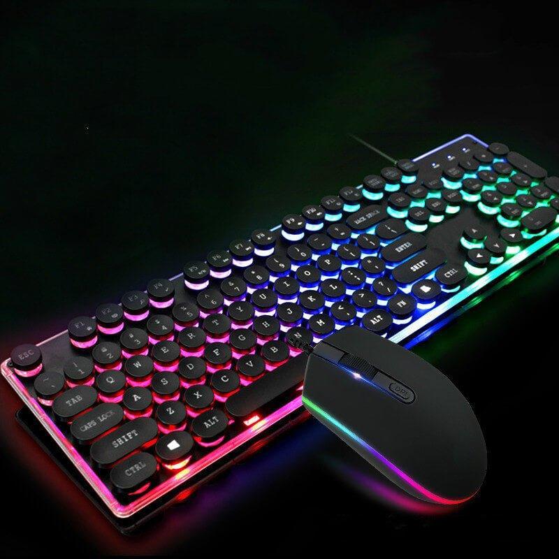 Colorful Crystal Luminous Wired Keyboard Mouse Set - Silvis21 ™