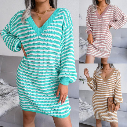 Striped Sweater Dress - Silvis21 ™
