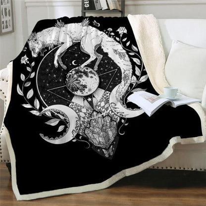 Wolf And Galaxy Pattern Blanket - Silvis21 ™